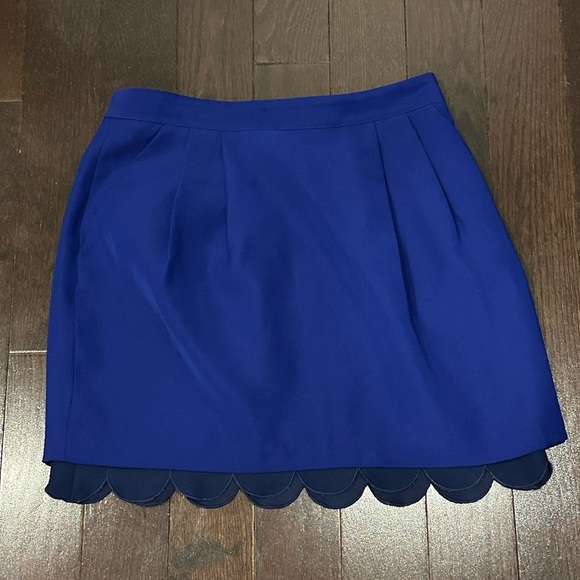⚡️2/$25⚡️Club Monaco Royal Blue Mini Skirt Scalloped Detail Size 2 Parisian Chic - Picture 2 of 11